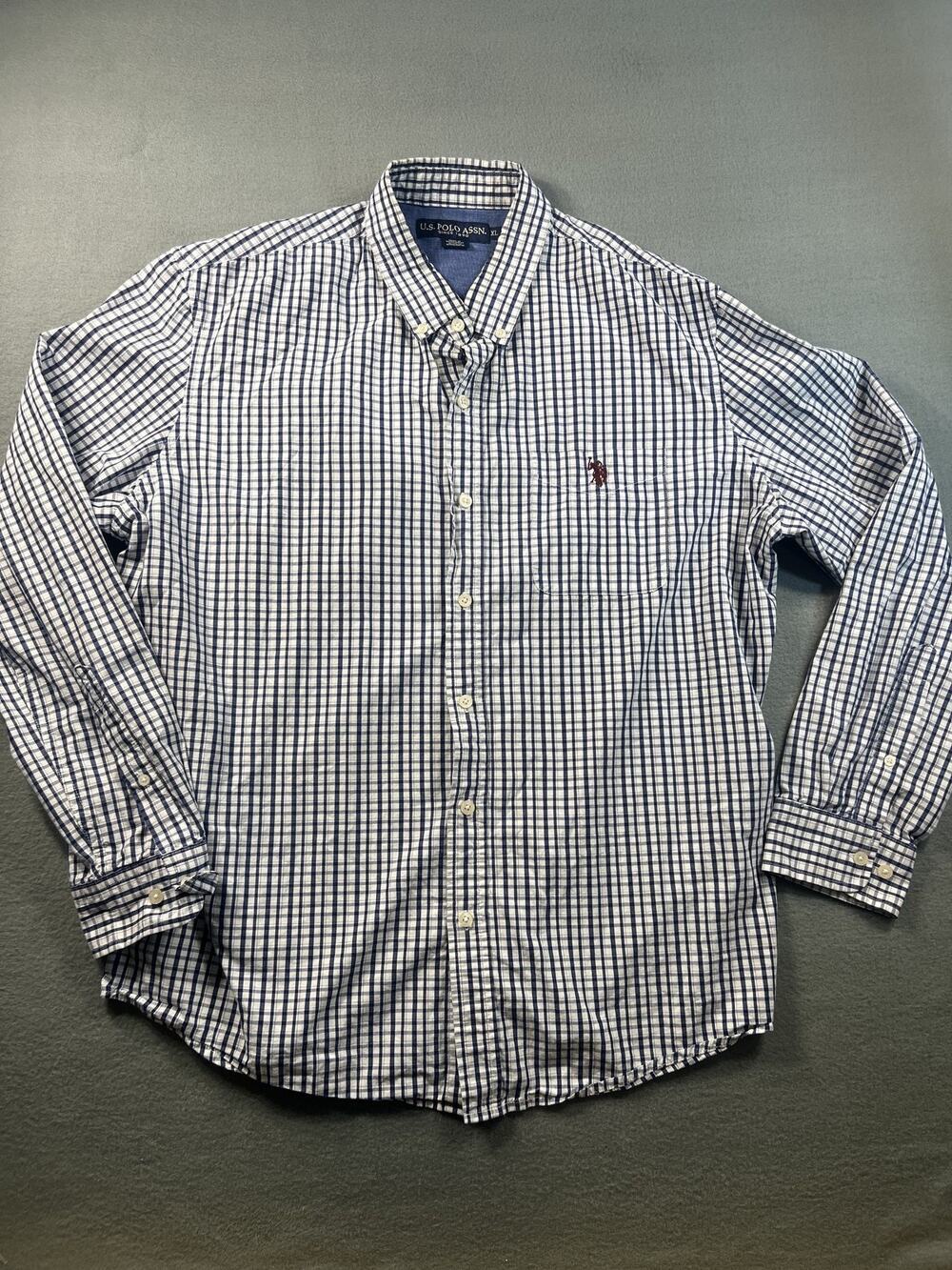 U.S. Polo Assn. Men's XL Blue Plaid Button Down Long Sleeve Shirt EUC